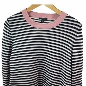 COS L navy blue stripe long sleeve sweater with pink collar